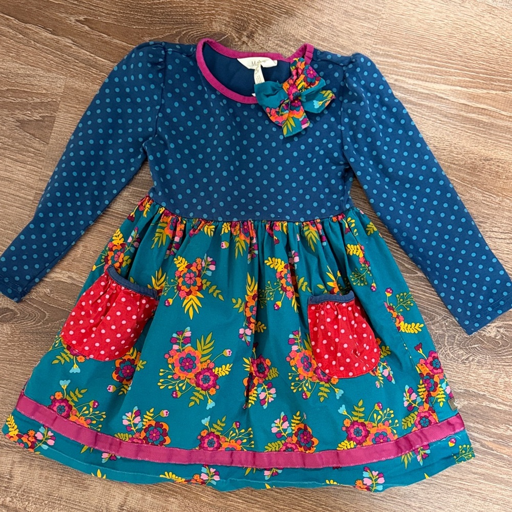 Matilda, Jane Floral Blue and Pink Kids Dress